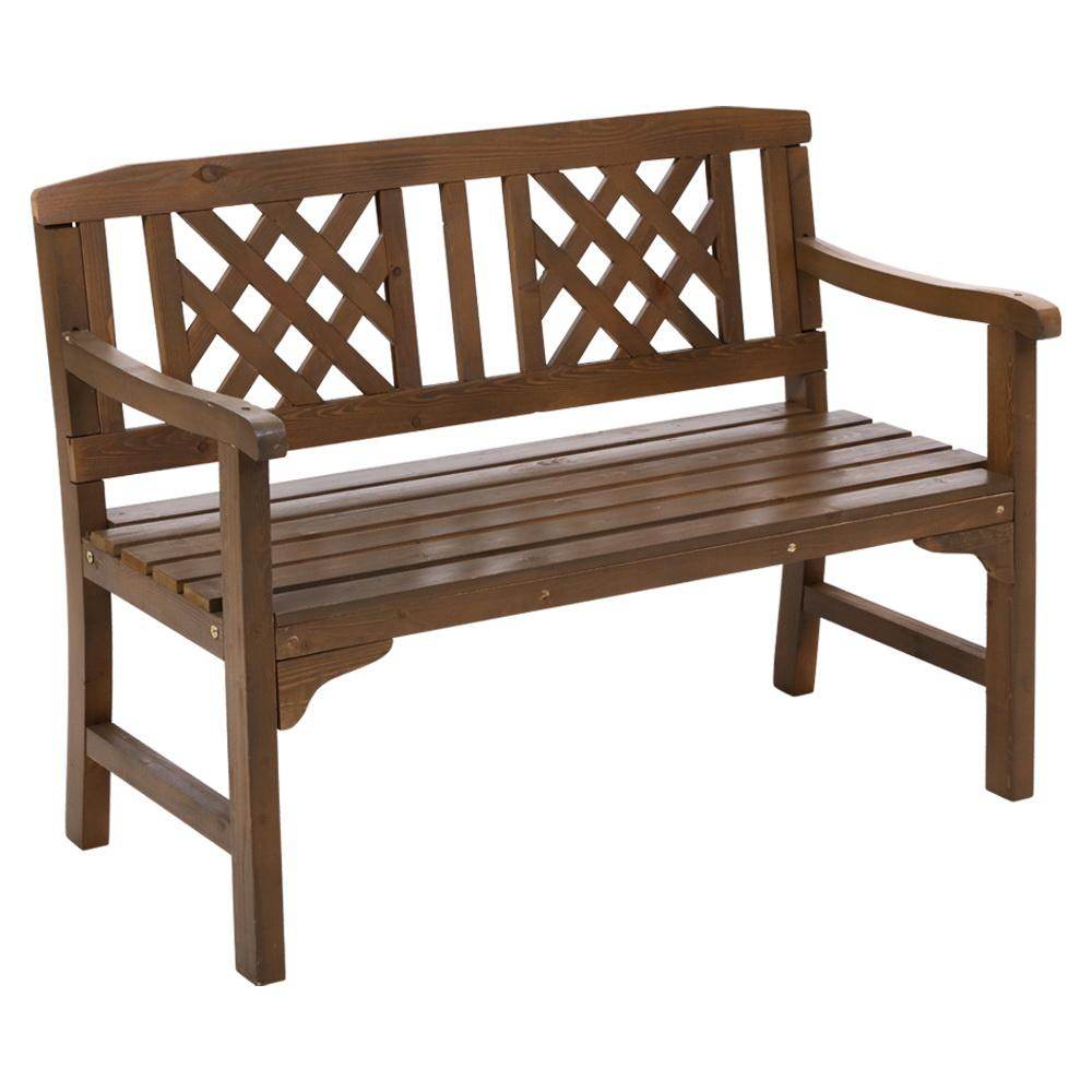 Gardeon Outdoor Garden Bench Wooden Chair 2 Seat Patio Furniture Lounge Natural - Outdoorium