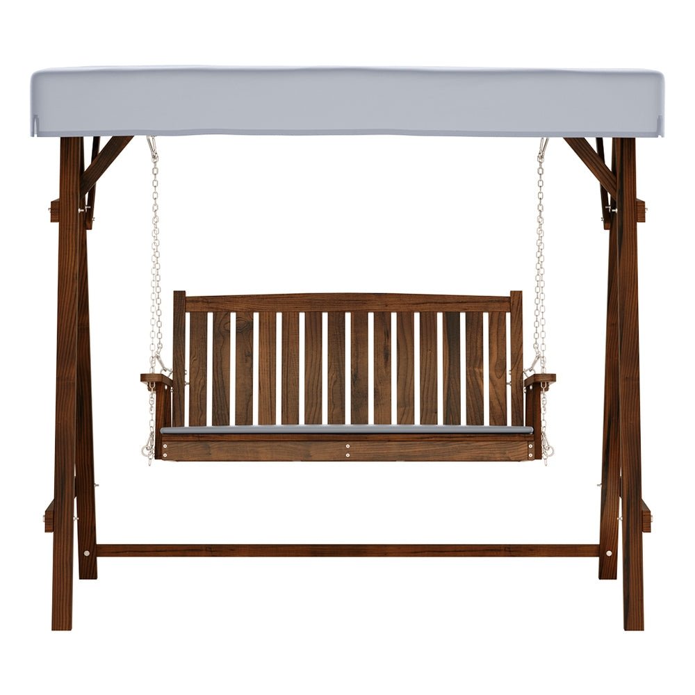 Wooden Swing Chair Garden Bench Canopy 3 Seater Outdoor Furniture - Outdoorium