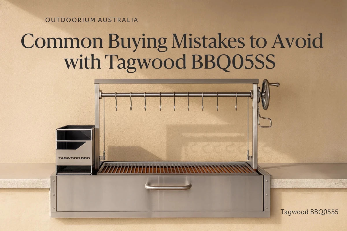Tagwood BBQ05SS Argentinian-style parrilla BBQ in an outdoor entertaining setting