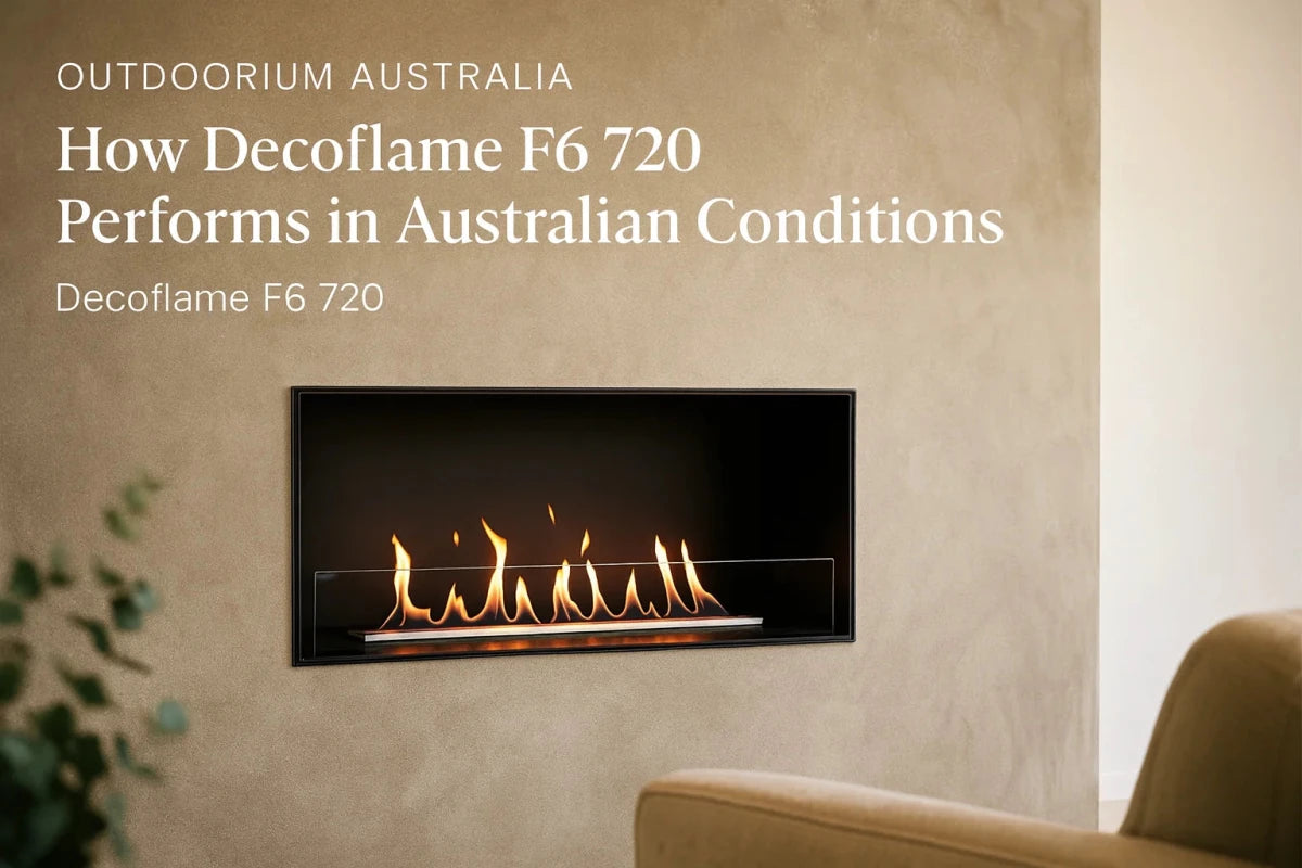 Decoflame Denver F6 720 built-in bioethanol fireplace insert in a contemporary indoor living space