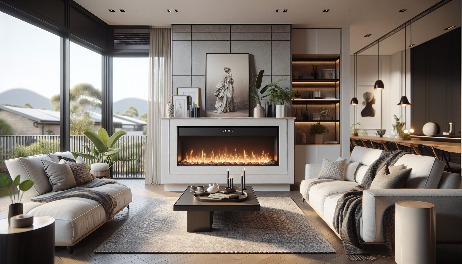 Modern Napoleon electric fireplace in an Australian living room