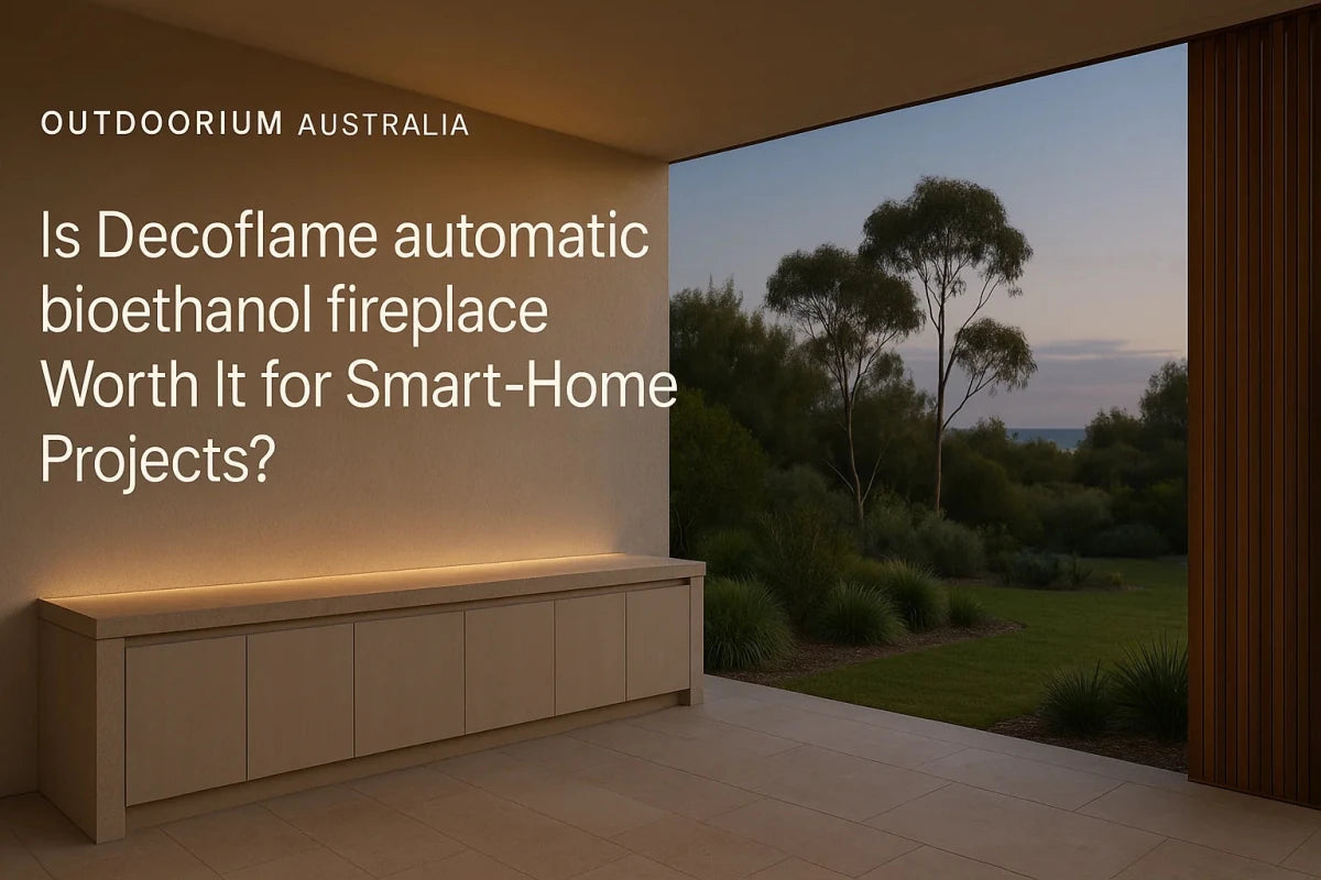 Decoflame automatic bioethanol fireplace in a minimalist contemporary interior