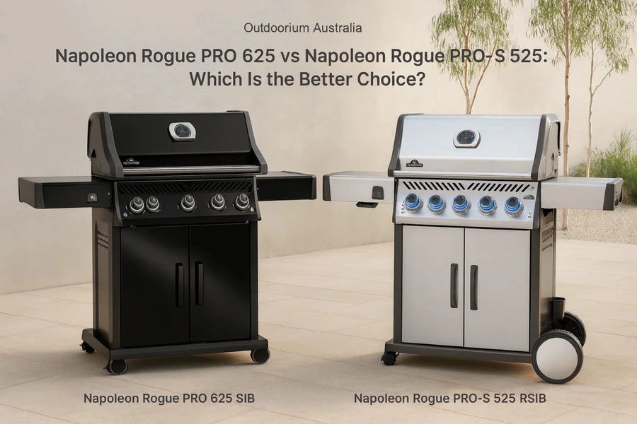 Napoleon Rogue Series gas BBQ in a premium Australian alfresco kitchen setting