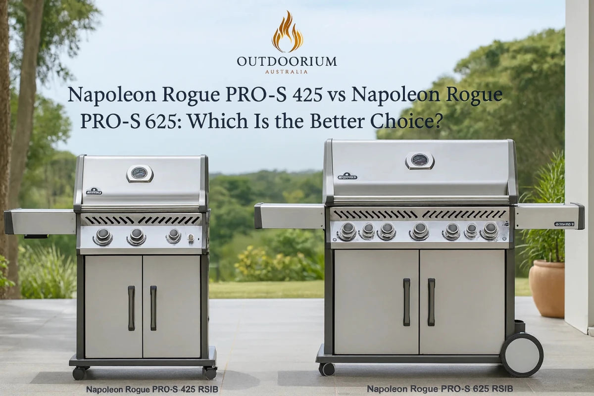 Napoleon Rogue Series gas BBQs in a premium Australian alfresco kitchen setting.