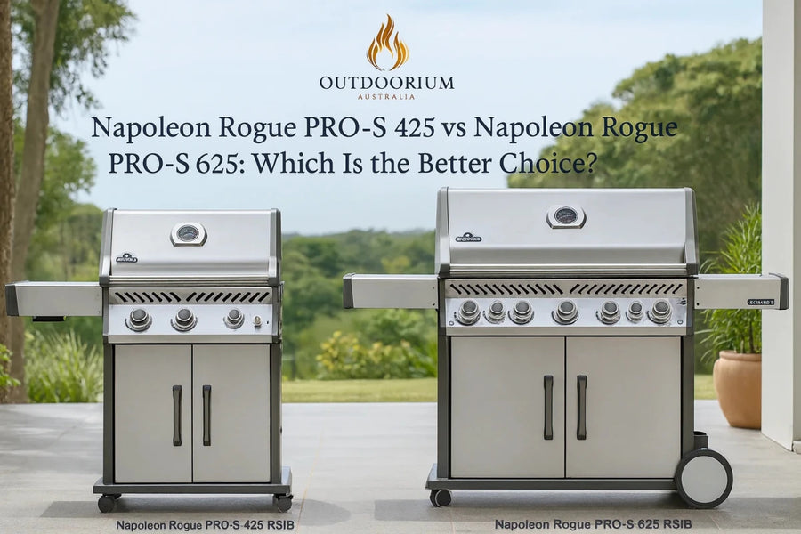 Napoleon Rogue Series gas BBQs in a premium Australian alfresco kitchen setting.