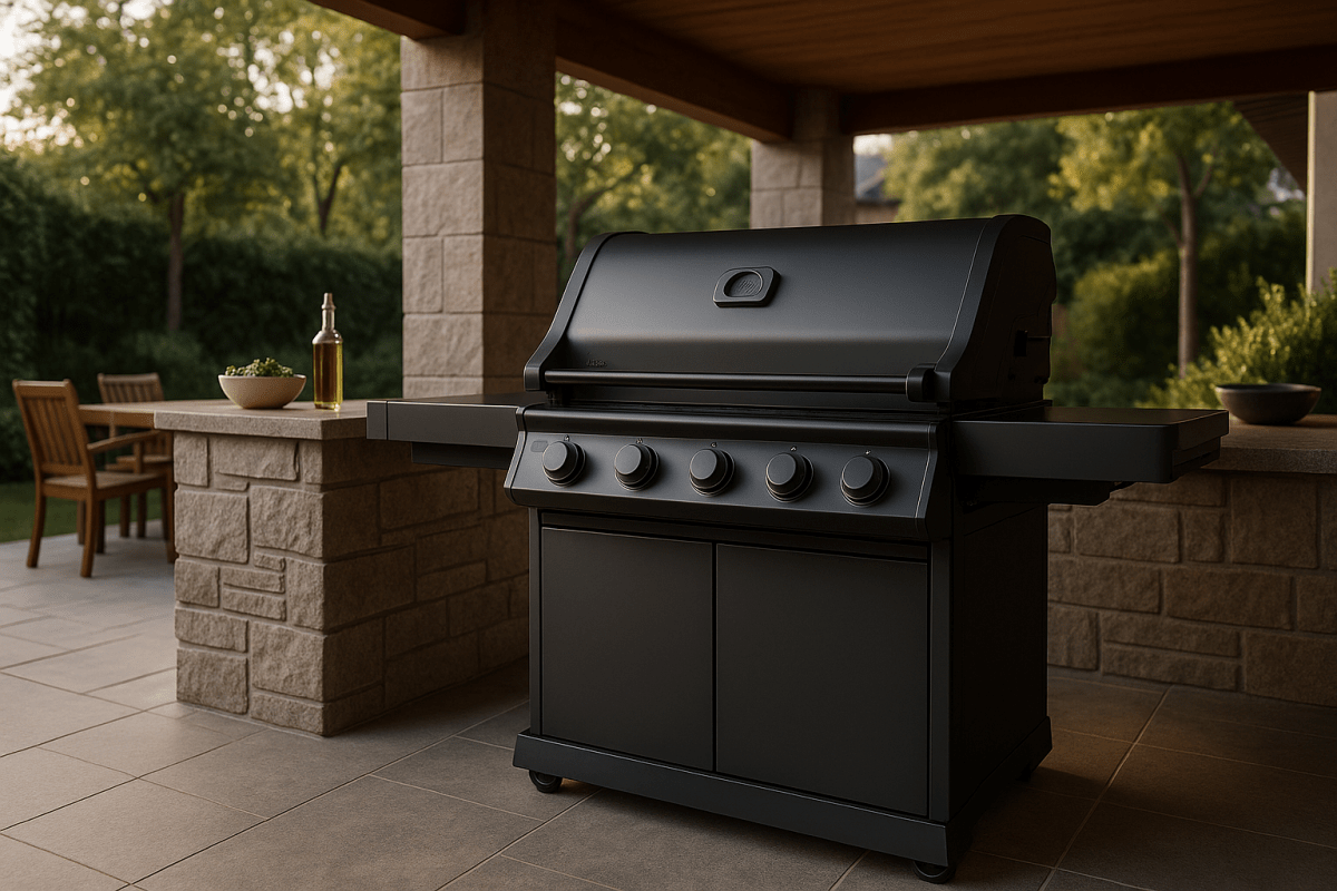 Napoleon 700 Series built-in stainless steel gas BBQ in a premium Australian outdoor kitchen