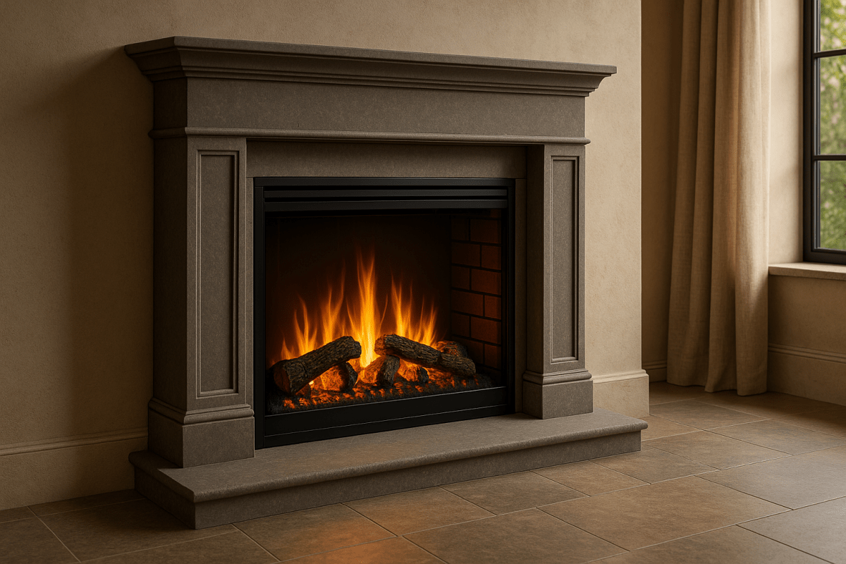 Premium Amantii electric fireplace in a contemporary Australian alfresco living setting