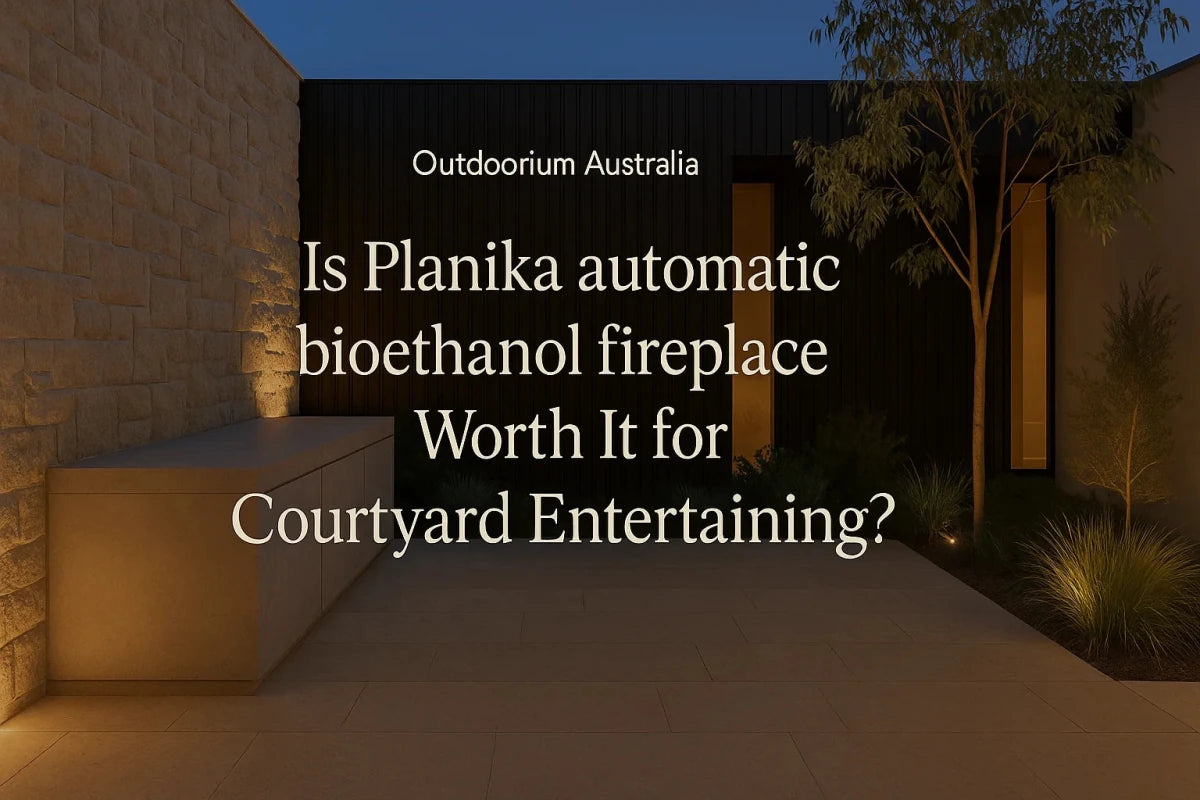 Planika automatic bioethanol fireplace creating a premium courtyard entertaining setting