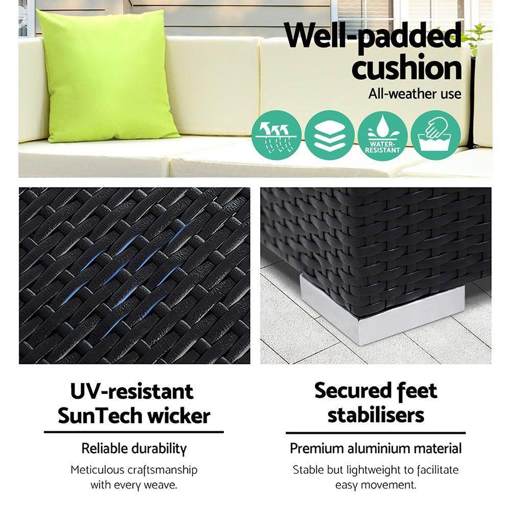 Gardeon 10-Piece Outdoor Wicker Sofa Set - Modular Lounge Setting - View 5