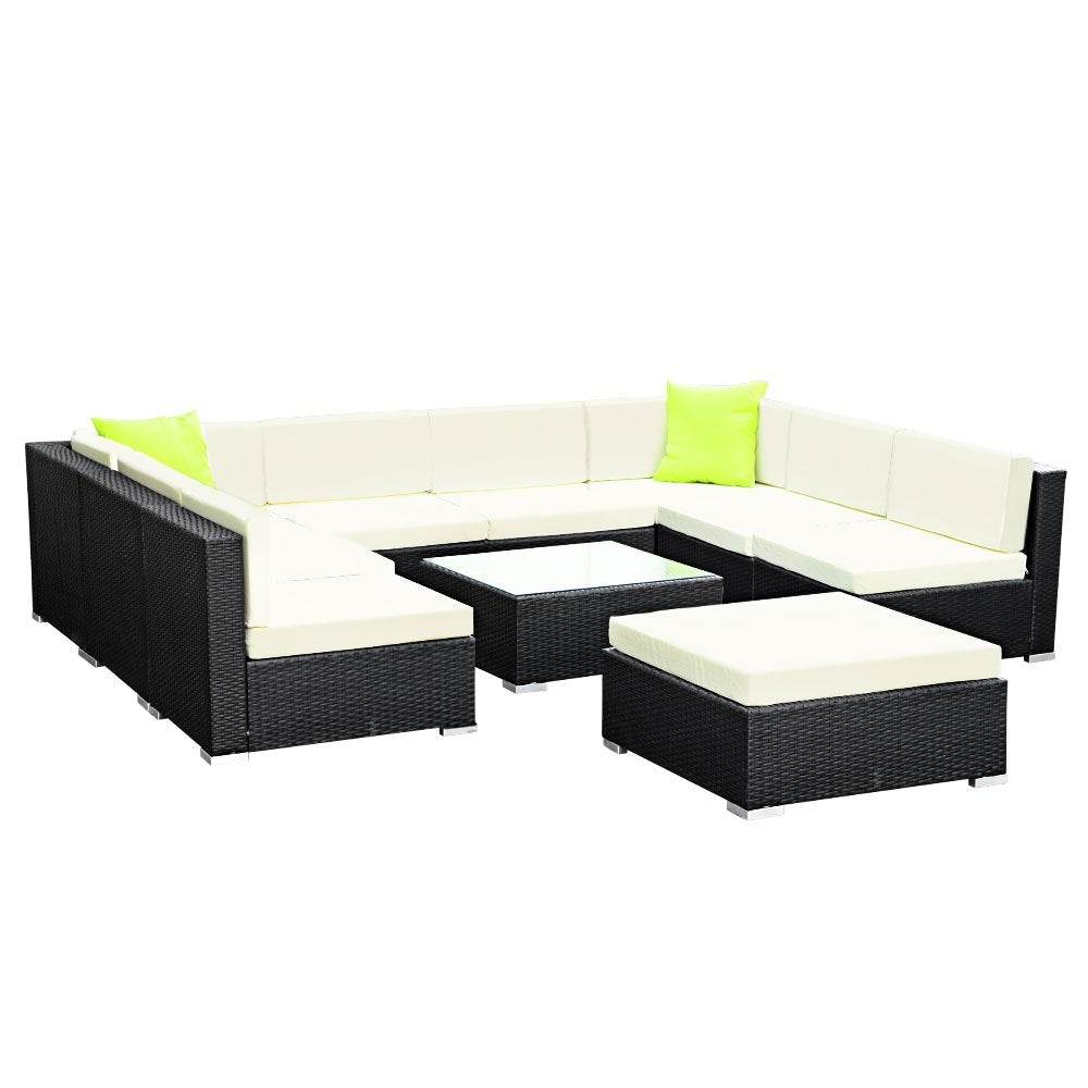Gardeon 10-Piece Outdoor Wicker Sofa Set - Modular Lounge Setting - View 4