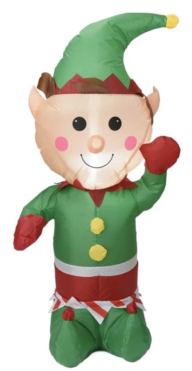 120cm Christmas Charm Inflatable Elf w/ LED Xmas Decoration | Outdoorium
