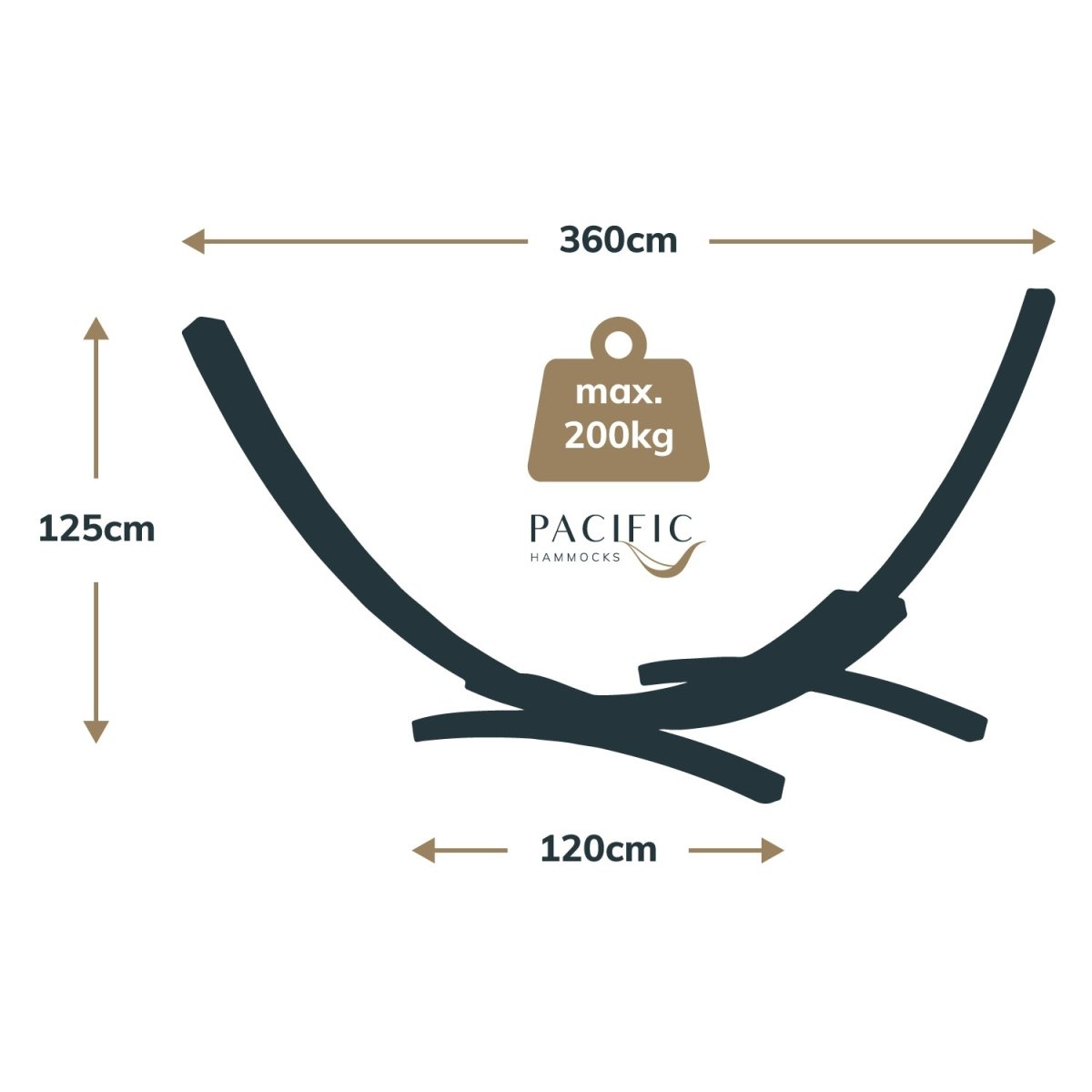 Pacific Hammocks 12ft Larch Wood Arc Hammock Stand dimensions