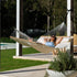 Pacific Hammocks 12ft Larch Wood Arc Hammock Stand & King Quilted Hammock in Cream - hammock view 8