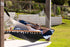 Pacific Hammocks 12ft Larch Wood Arc Hammock Stand & King Quilted Hammock in Navy Blue - hammock view 9