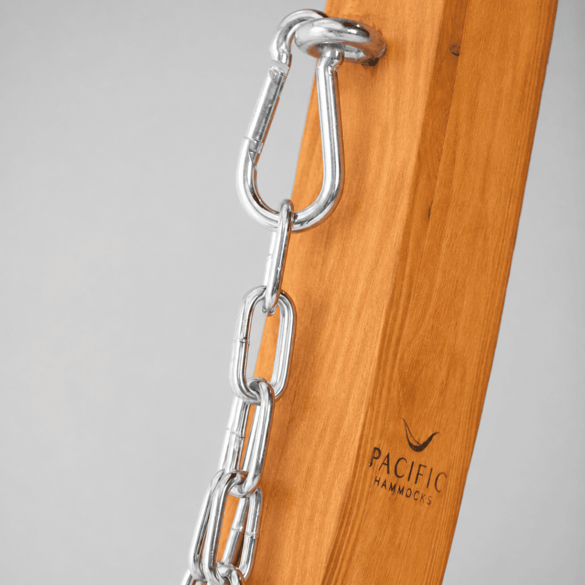 Pacific Hammocks 12ft Larch Wood Arc Hammock Stand suspension chain detail