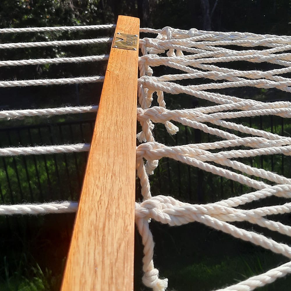 Pacific Hammocks 12ft Larch Wood Arc Hammock Stand & Resort Polyester Rope Hammock - hammock view 11