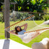Pacific Hammocks 12ft Larch Wood Arc Hammock Stand & Resort Polyester Rope Hammock - hammock view 8