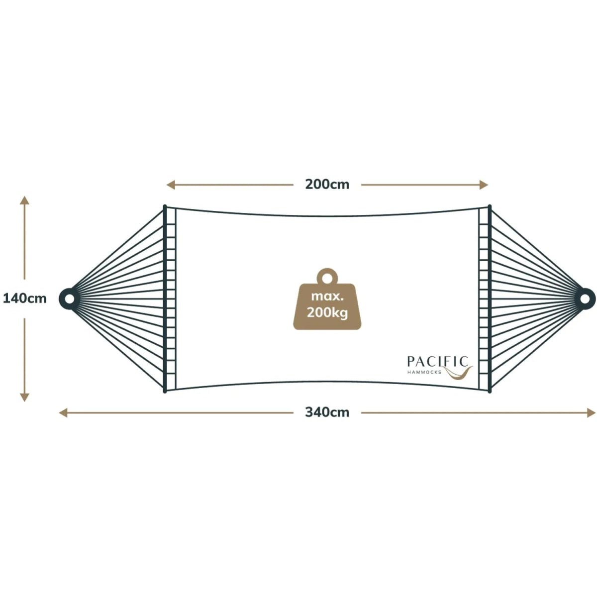 12ft Natural Wooden Arc Hammock Stand & Caribbean Polyester Rope Hammock | Outdoorium