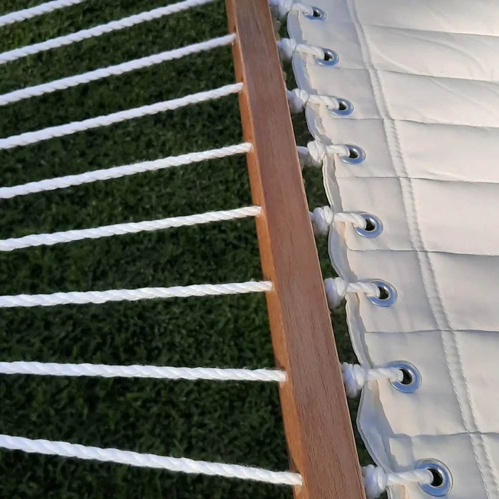 12ft Natural Wooden Arc Hammock Stand & King Quilted Hammock in Cream | Outdoorium