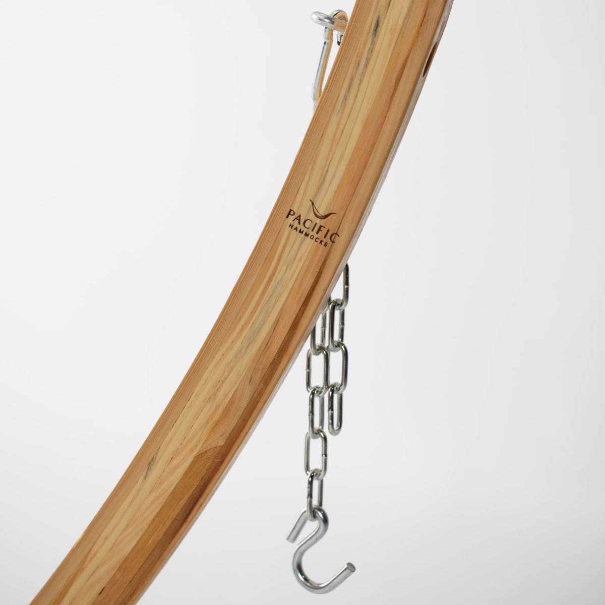 12ft Natural Wooden Arc Hammock Stand & King Quilted Hammock in Cream | Outdoorium