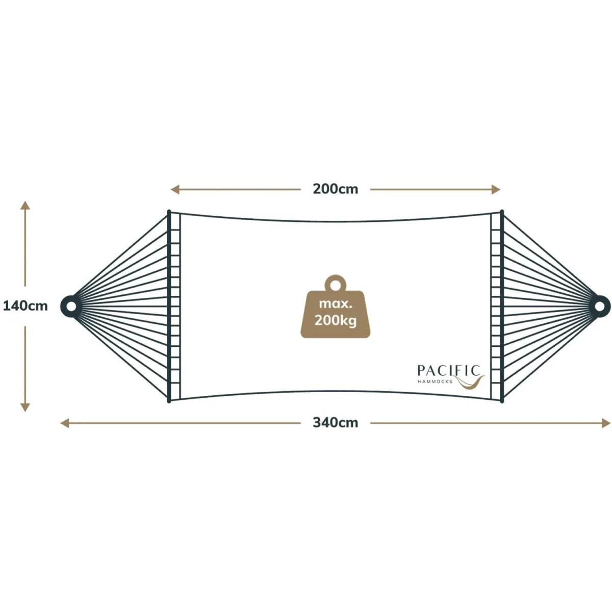 12ft Natural Wooden Arc Hammock Stand & King Quilted Hammock in Hamptons Stripe | Outdoorium