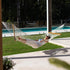 12ft Natural Wooden Arc Hammock Stand & Resort Polyester Rope Hammock | Outdoorium