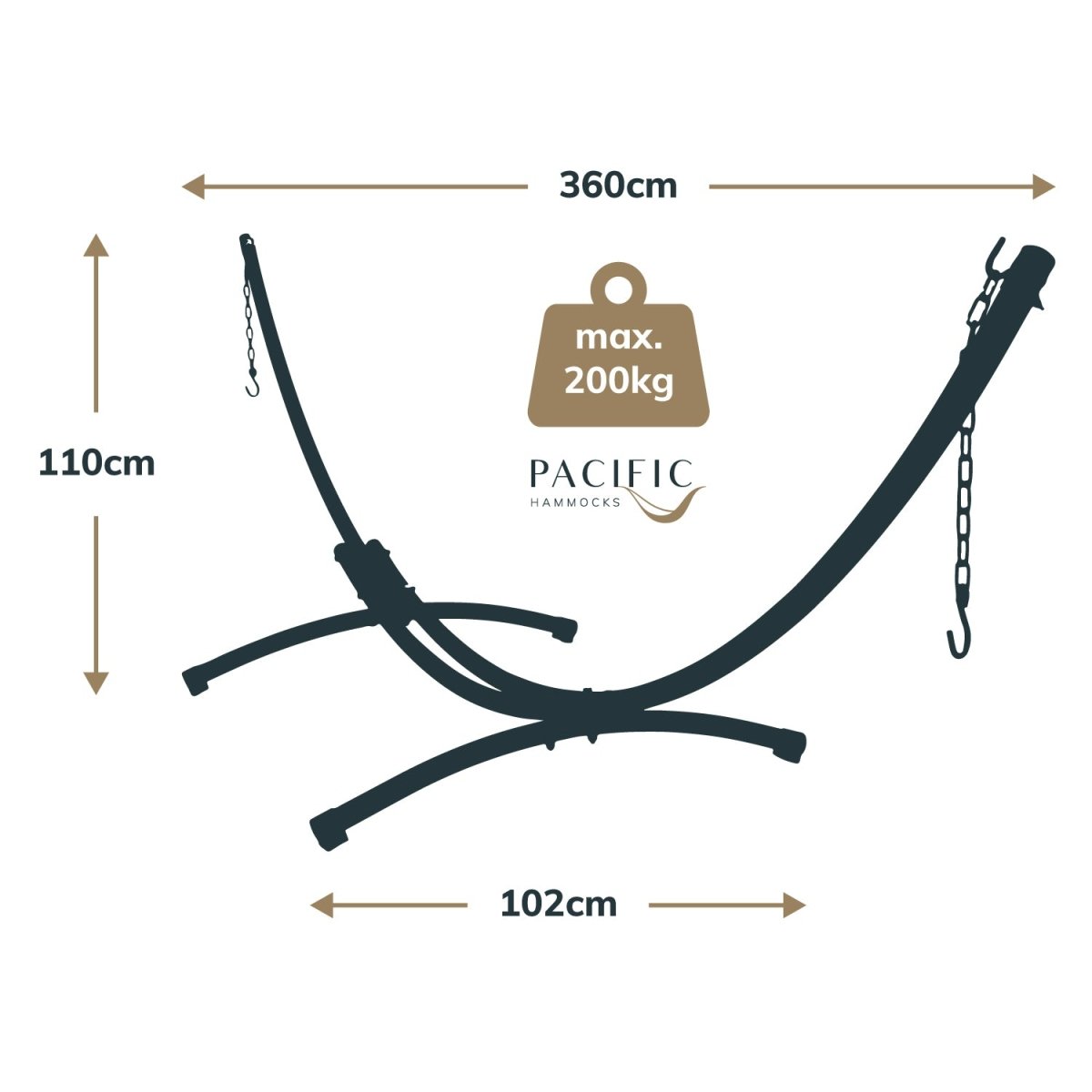 12ft Steel Arc Hammock Stand in Black - Outdoorium