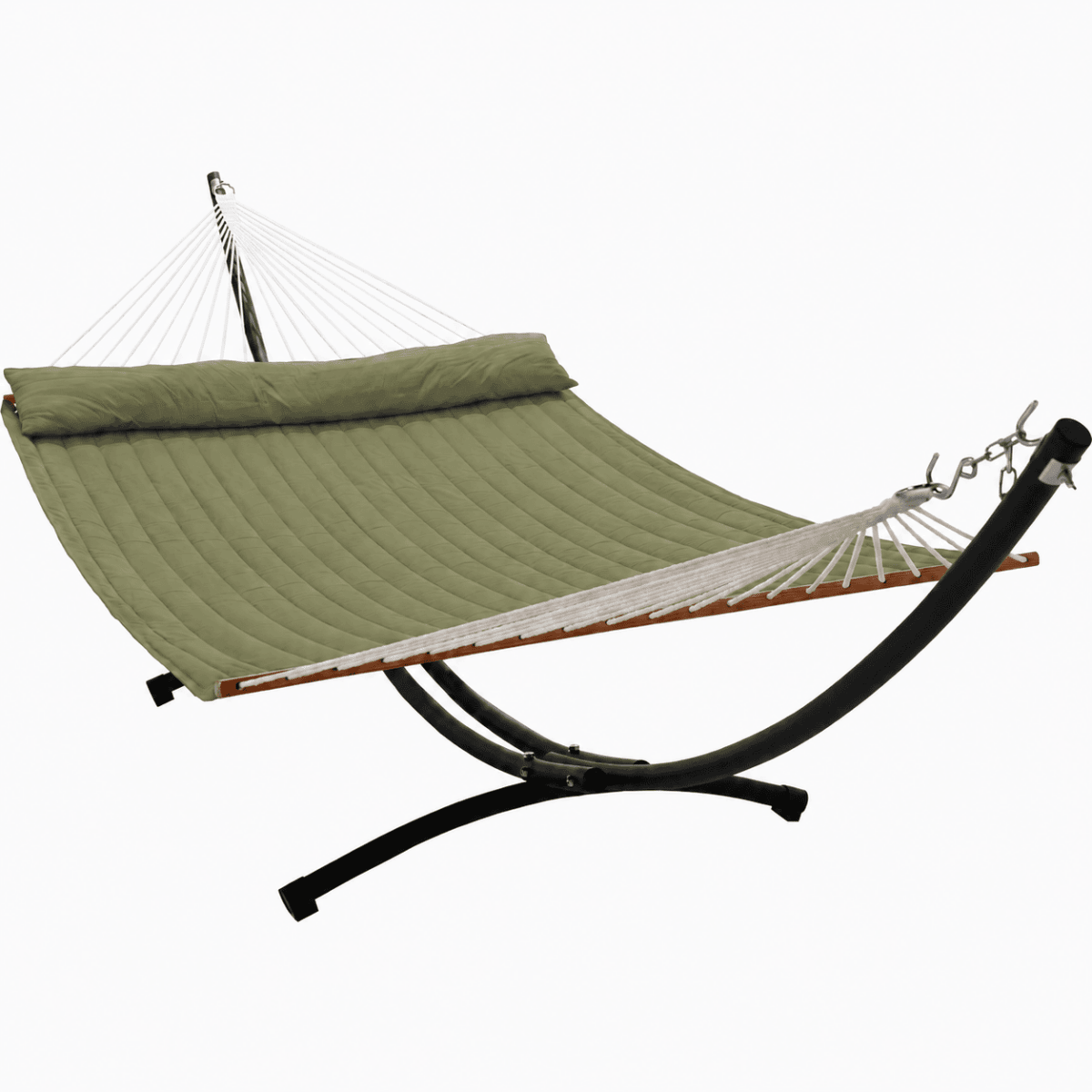 Pacific Hammocks 12ft Steel Arc Hammock Stand with Olive King Quilted Hammock