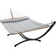 12ft Steel Arc Hammock Stand & King Quilted Hammock in Stone Stripe | Outdoorium