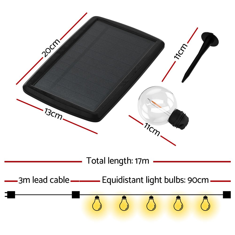 17m Solar Festoon Lights Outdoor LED String Lights 2 Pack - Outdoorium