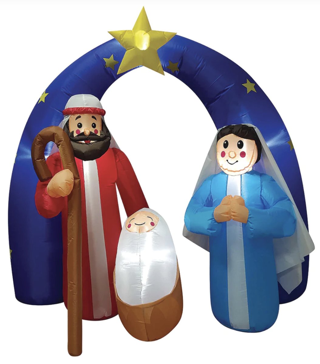 180cm Xmas Inflatable Christmas Decor Nativity Sence Jesus Christ Virgin Mary - Outdoorium