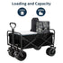 1PC Foldable Shopping Cart ( Black ), Heavy Duty Collapsible Wagon with All - Terrain 10cm Wheels, Load 150kg, Portable 160 Liter Large Capacity Beach Wagon, Camping, Garden, Beach Day, Picnics, Shopping, Outdoor Grocery Cart with Adjustable Handle - Outdoorium