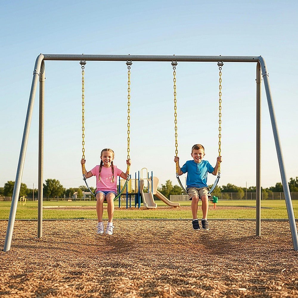2 Pack Swings Seats Heavy Duty 66" Chain Plastic Coated Playground Swing | Outdoorium