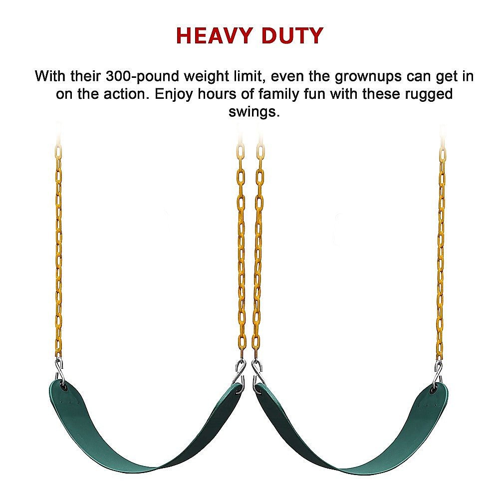 2 Pack Swings Seats Heavy Duty 66" Chain Plastic Coated Playground Swing - Outdoorium