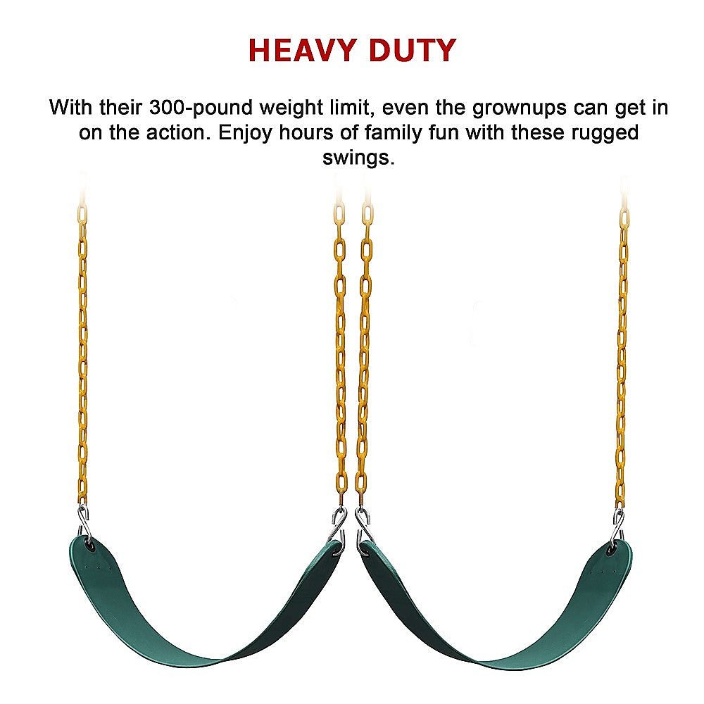 2 Pack Swings Seats Heavy Duty 66&quot; Chain Plastic Coated Playground Swing - Outdoorium