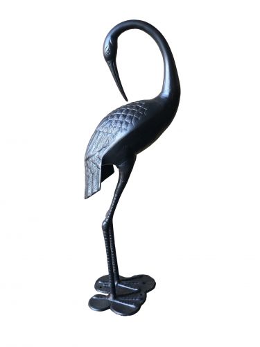 2 Piece Crane Couple Metal Statue Set - Outdoorium