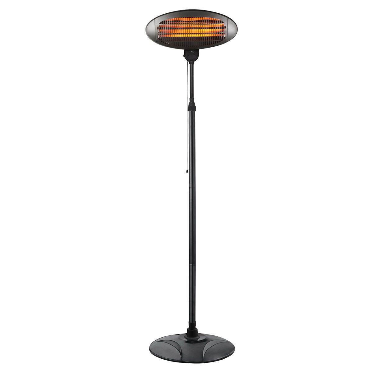 2000W 2.1m Free Standing Adjustable Portable Outdoor Electric Patio Heater Black | Outdoorium
