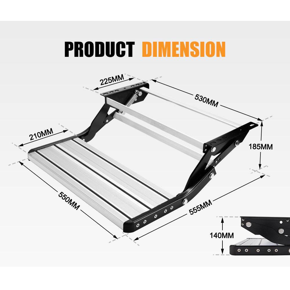200KG Heavy Duty Caravan Step Folding Pull Out Portable RV Camper Trailer Tools - Outdoorium