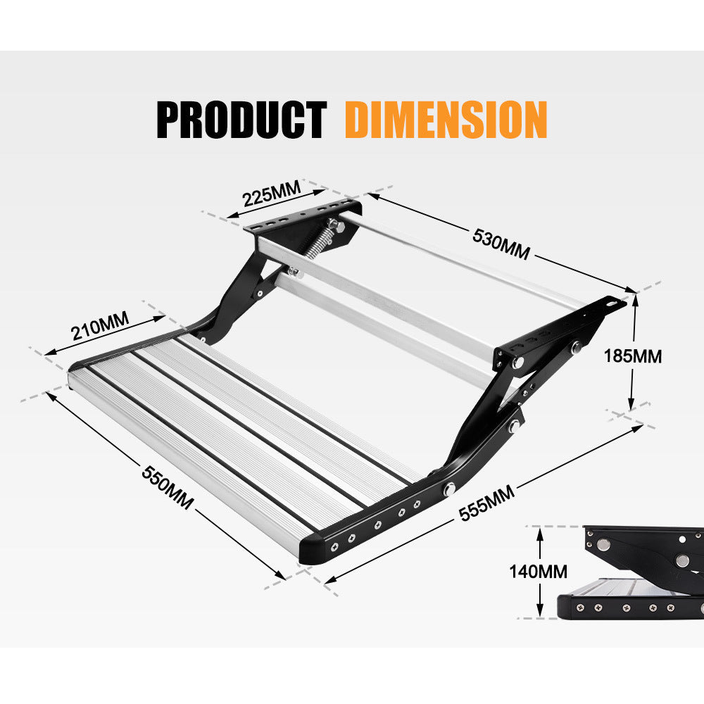 200KG Heavy Duty Caravan Step Folding Pull Out Portable RV Camper Trailer Tools - Outdoorium