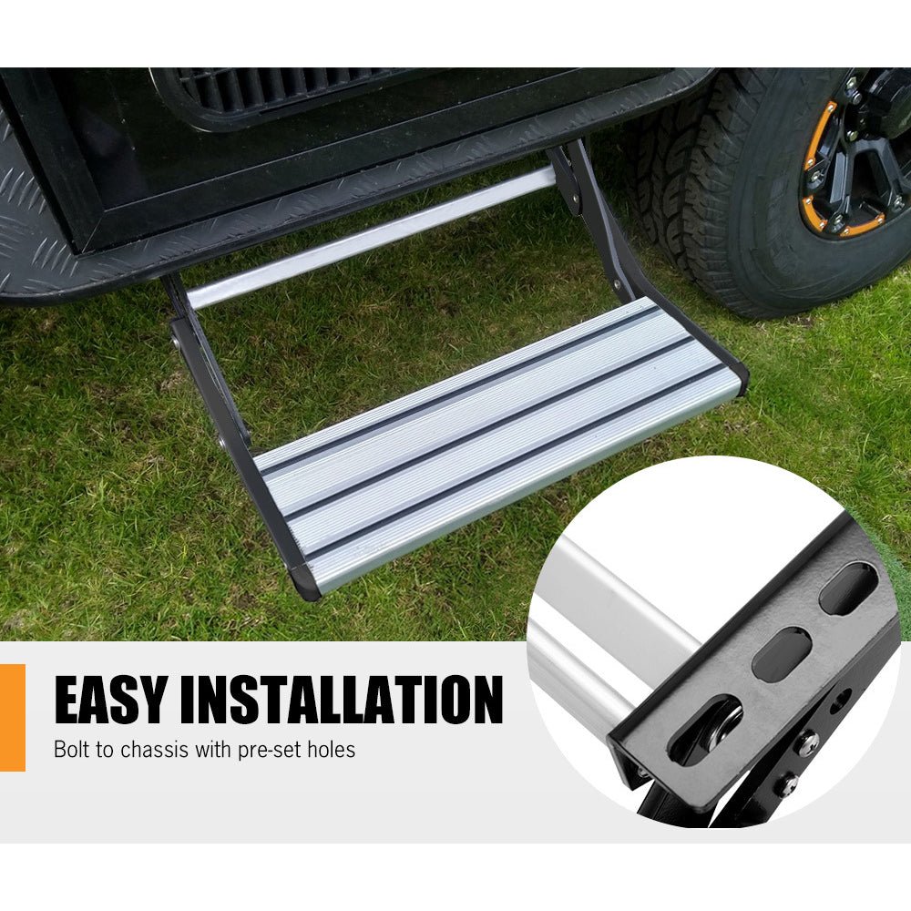 200KG Heavy Duty Caravan Step Folding Pull Out Portable RV Camper Trailer Tools - Outdoorium