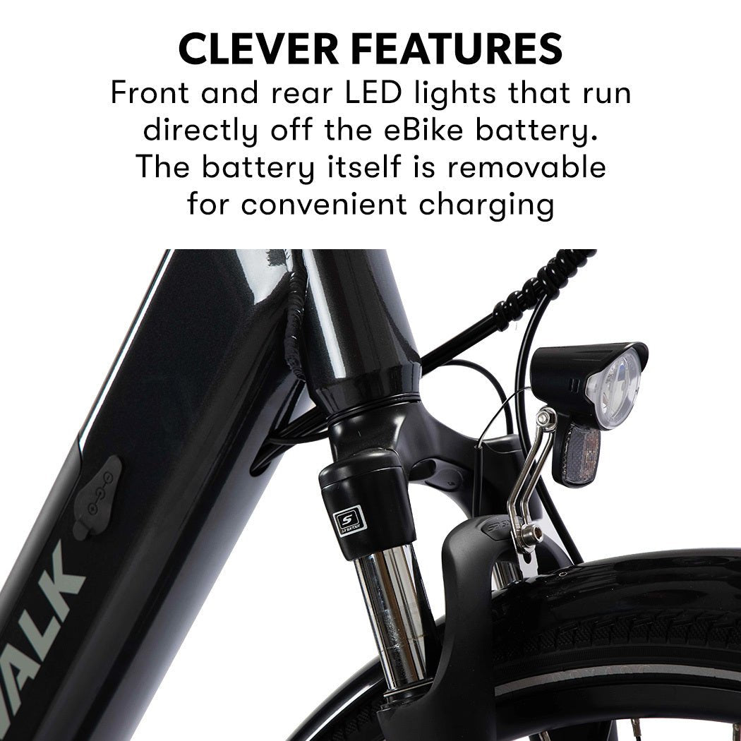 2023 Valk Metro ST 5 + Electric Hybrid Bike, Mid - Drive, Step - Through, Large, Dark Grey - Outdoorium