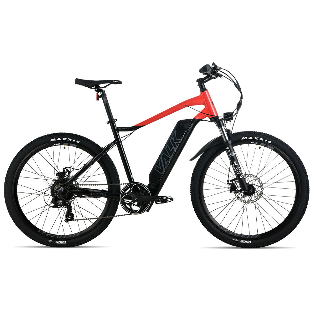 2023 Valk MX7 Electric Bike Medium frame Mountain ebike, Black and Red - Outdoorium