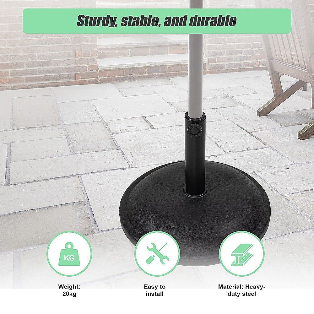 20kg Patio Sun Umbrella Base Durable Parasol Garden Stand Cement Round - Outdoorium