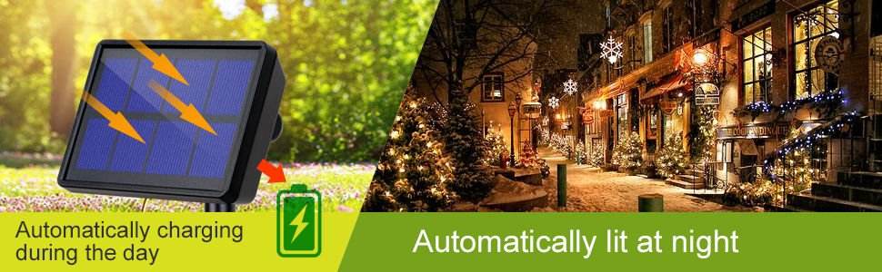 20m 200 LED Solar Powered Outdoor Lights with 8 Lighting Modes and Waterproof for Home,Garden and Decoration | Outdoorium