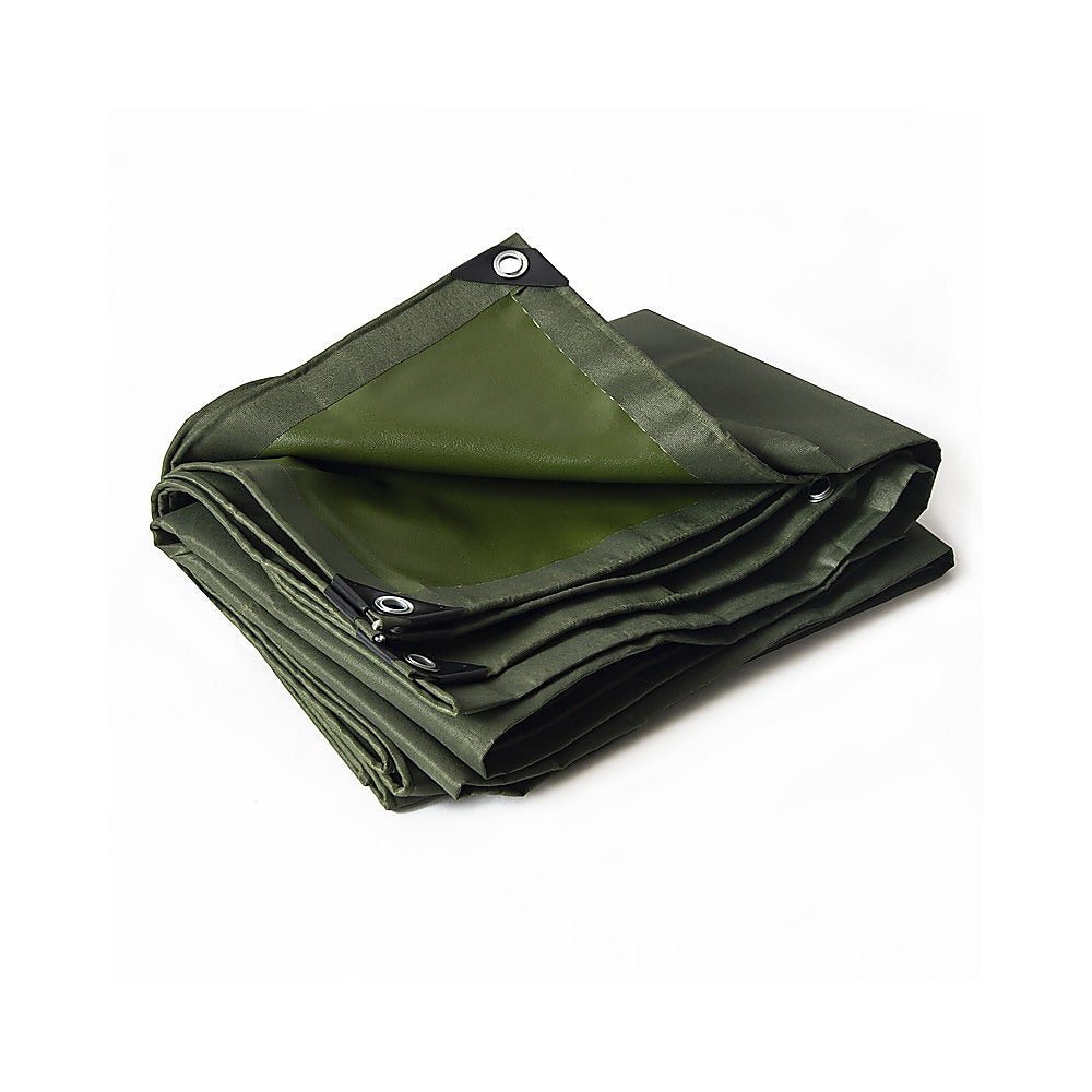 2m x 3m Army Tarp Heavy Duty 400GSM Tarpaulin Canvas Cover Waterproof Sun Blocked - Outdoorium