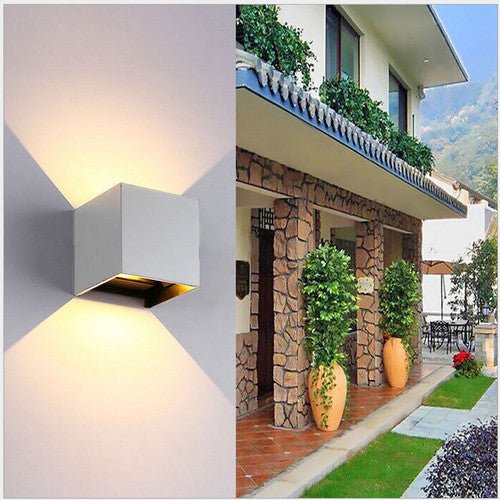 2PCS 12W LED Wall Light Waterproof Up Down Lamp Cube Sconce Yard Indoor Outdoor - Outdoorium