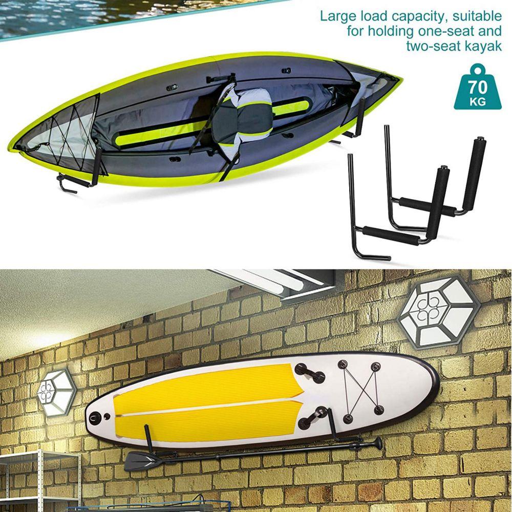 2Pcs Kayak Wall Rack Carrier Canoe Paddle Surfboard Holder Wall Mount Shelf - Outdoorium