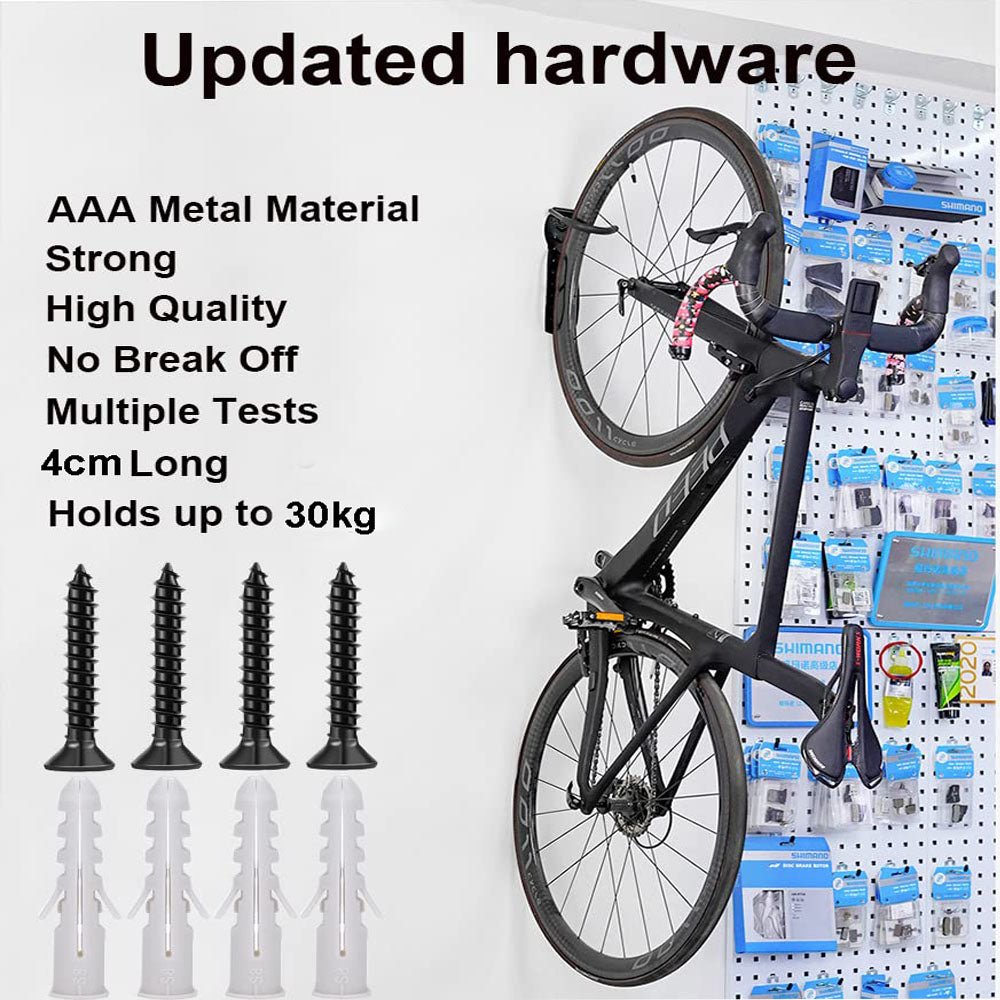 2x Bike Rack Garage Wall Mount Hanger Hooks Storage Bicycle Vertical for Indoor Shed with Screws - Outdoorium