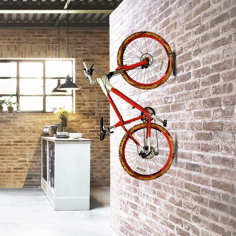 2x Bike Rack Garage Wall Mount Hanger Hooks Storage Bicycle Vertical for Indoor Shed with Screws - Outdoorium