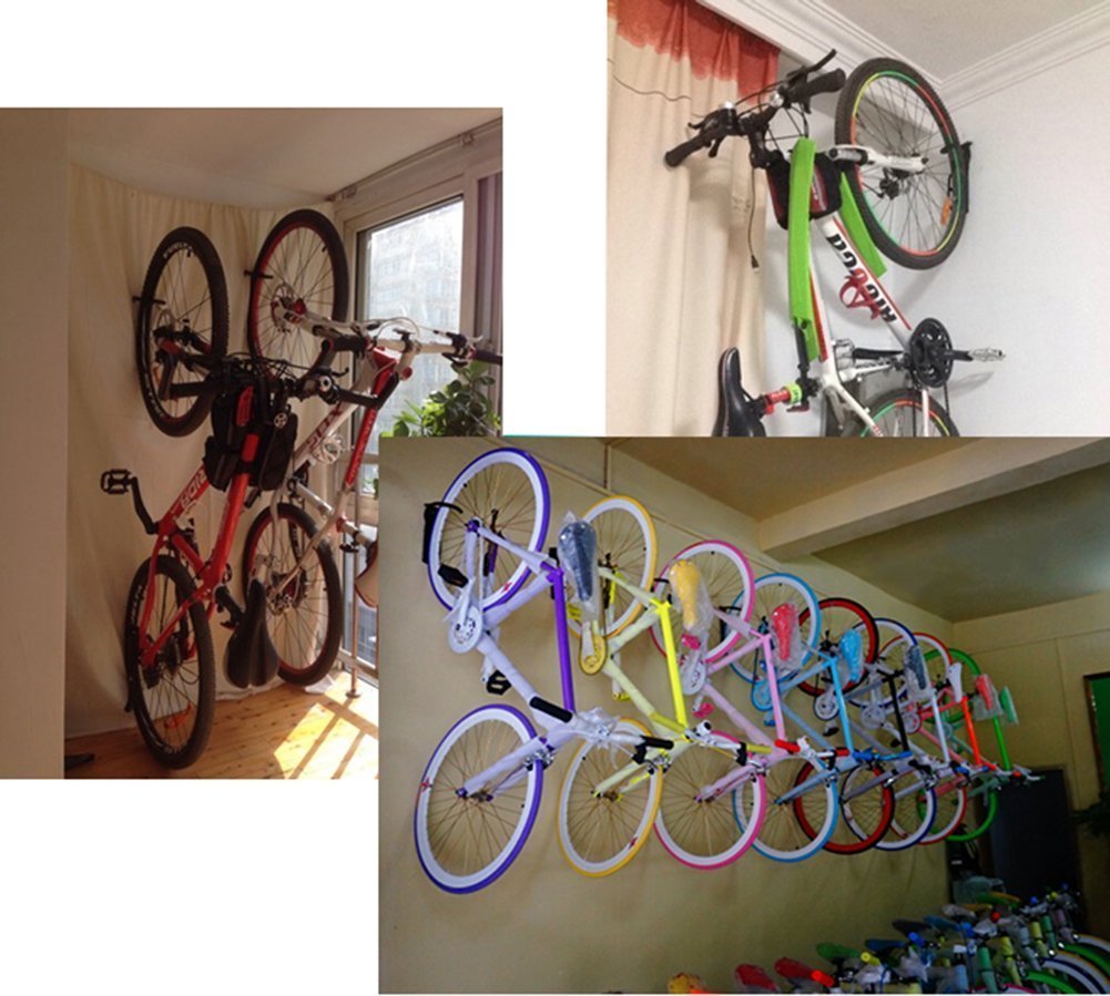 2x Bike Rack Garage Wall Mount Hanger Hooks Storage Bicycle Vertical for Indoor Shed with Screws - Outdoorium